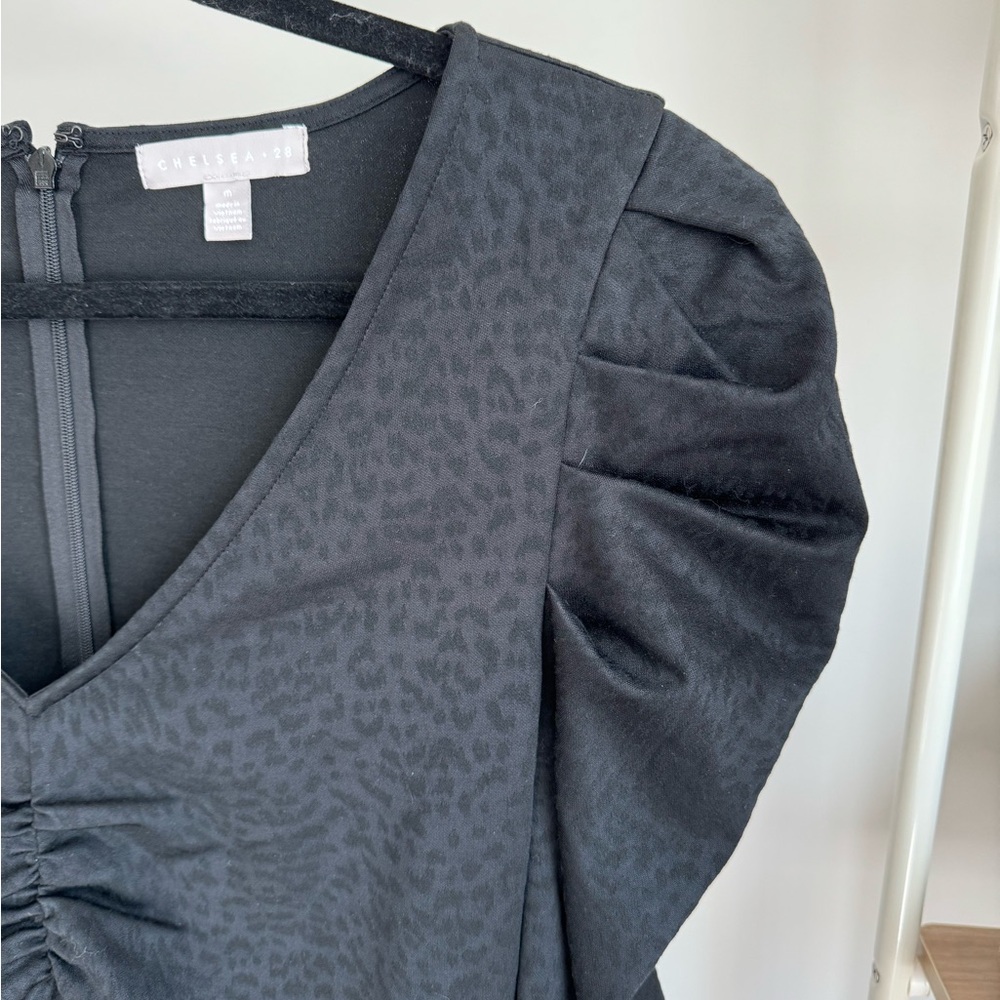 CHELSEA28 /Puff Long Sleeve Jacquard Dress - Picture 5 of 8